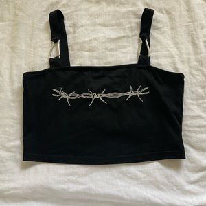 Black chain crop top with detailing !